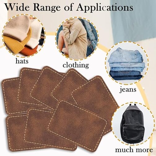 50 pack blank leatherette hat patch with adhesive, rectangle laserable leatherette patch, faux leather patches for hats custom fabric repair sew laser supplies (chestnut, 3 x 2 inches)