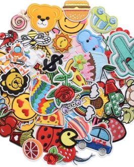 Home 60pcs random assorted styles embroidered patches, bright vivid colors, sew on/iron on patch applique for clothes, dress, hat, jeans, diy accessories