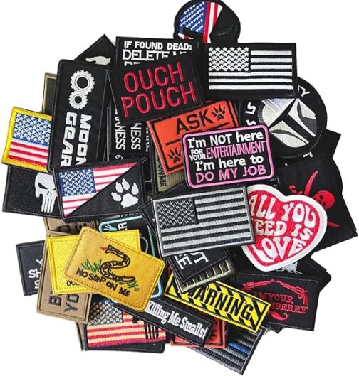 20 pieces random tactical morale patch bundle, full embroidery loop and hook patches set for caps, bags, backpacks, vest, military uniforms,tactical gears etc