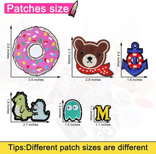 nicevinyl embroidered iron on patches applique: 72pcs random assorted decorative patches iron on/sew on for clothing accessories