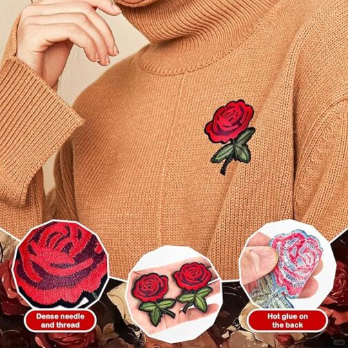 20pcs rose iron on patches flower embroidery patches applique valentines patches for clothes hats jeans jacket