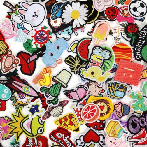 nicevinyl embroidered iron on patches applique: 72pcs random assorted decorative patches iron on/sew on for clothing accessories