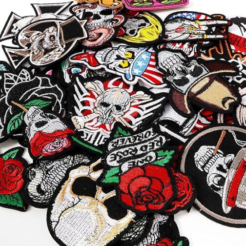meneng embroidered patches iron on appliques: 30pcs assorted cool punk embroidery sew on patch for jackets clothing