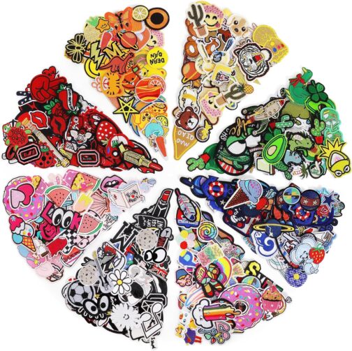 nicevinyl embroidered iron on patches applique: 72pcs random assorted decorative patches iron on/sew on for clothing accessories
